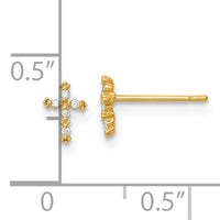 14k Madi K Polished CZ Cross Post Earrings-GK1208