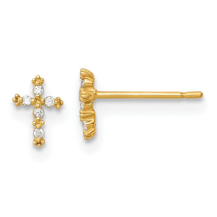 14k Madi K Polished CZ Cross Post Earrings-GK1208