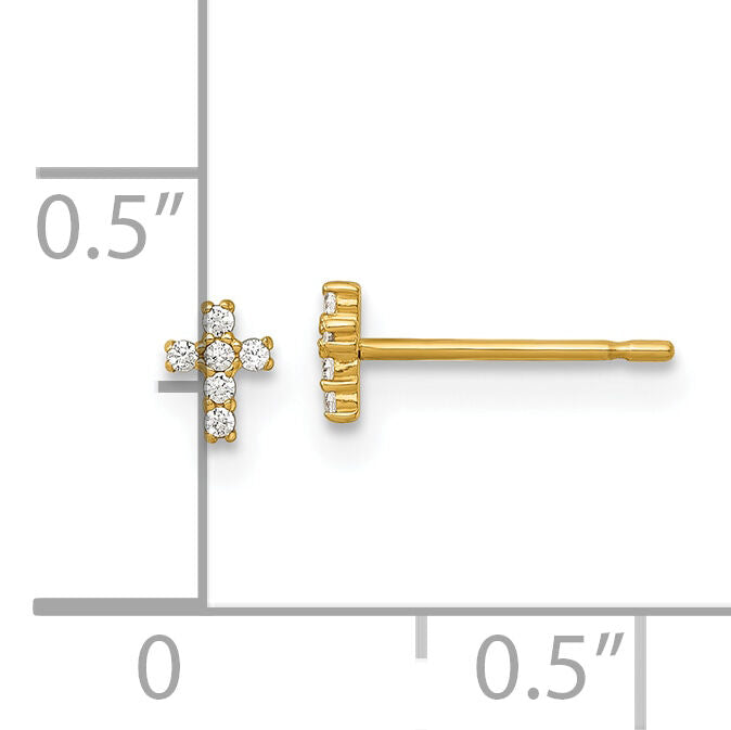 14k Madi K Polished CZ Cross Post Earrings-GK1210