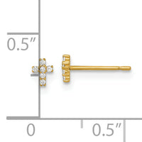 14k Madi K Polished CZ Cross Post Earrings-GK1210