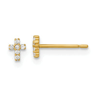 14k Madi K Polished CZ Cross Post Earrings-GK1210