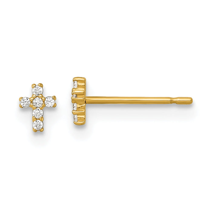 14k Madi K Polished CZ Cross Post Earrings-GK1210