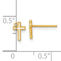 14k Madi K Polished Enameled CZ Cross Post Earrings-GK1211