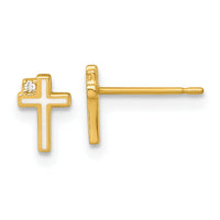 14k Madi K Polished Enameled CZ Cross Post Earrings-GK1211