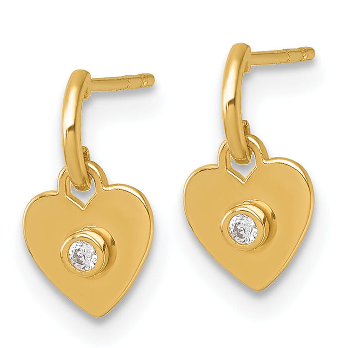14k Madi K Polished CZ Heart Post Dangle Earrings-GK1212