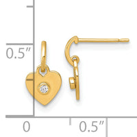14k Madi K Polished CZ Heart Post Dangle Earrings-GK1212