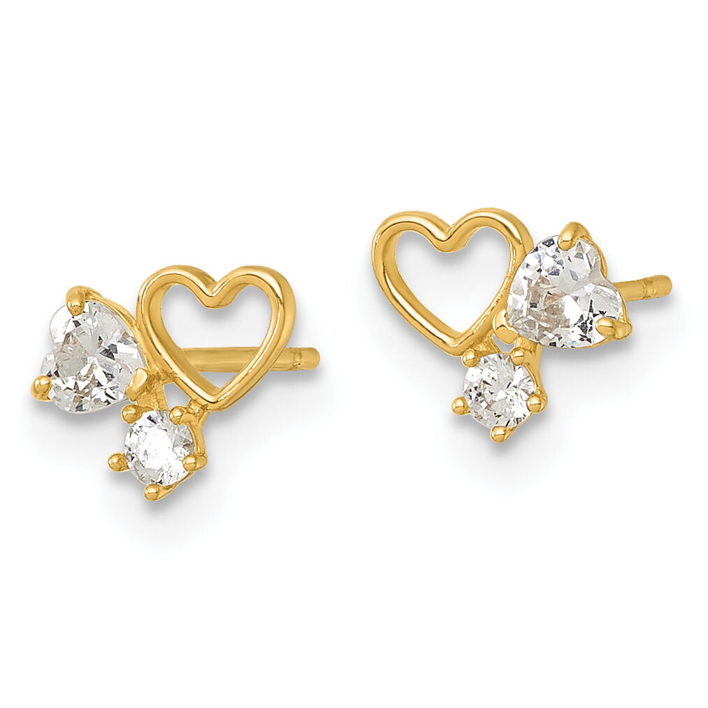 14k Madi K Polished CZ Hearts Post Earrings-GK1213