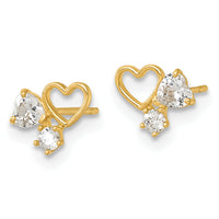 14k Madi K Polished CZ Hearts Post Earrings-GK1213