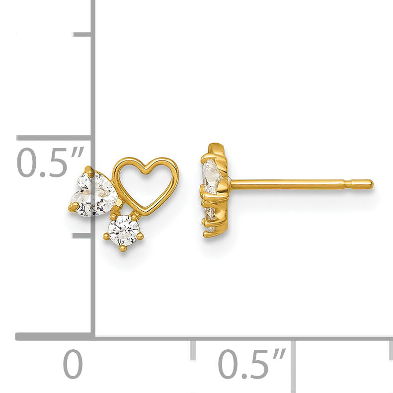 14k Madi K Polished CZ Hearts Post Earrings-GK1213