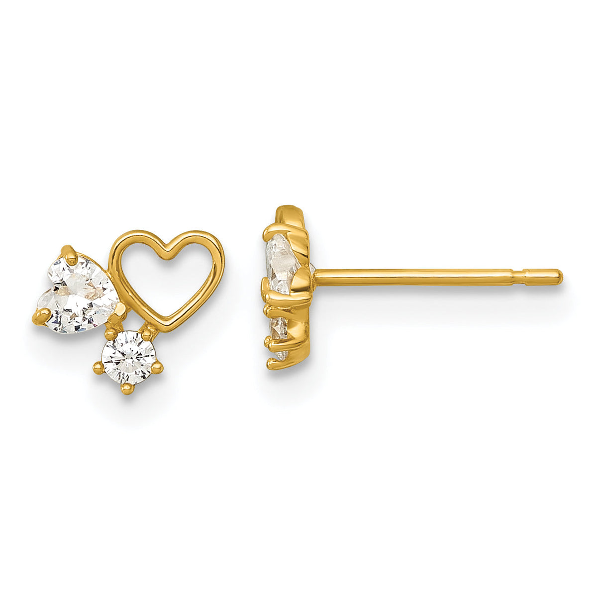 14k Madi K Polished CZ Hearts Post Earrings-GK1213