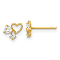 14k Madi K Polished CZ Hearts Post Earrings-GK1213