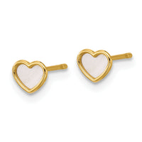 14K Polished Mother of Pearl Heart Post Earrings-GK1214