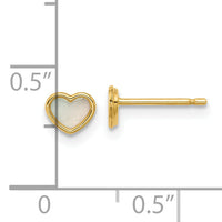 14K Polished Mother of Pearl Heart Post Earrings-GK1214