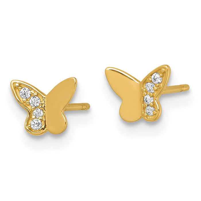 14k Madi K Polished CZ Butterfly Post Earrings-GK1217