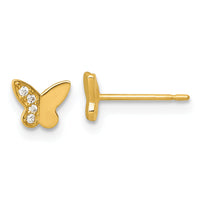 14k Madi K Polished CZ Butterfly Post Earrings-GK1217