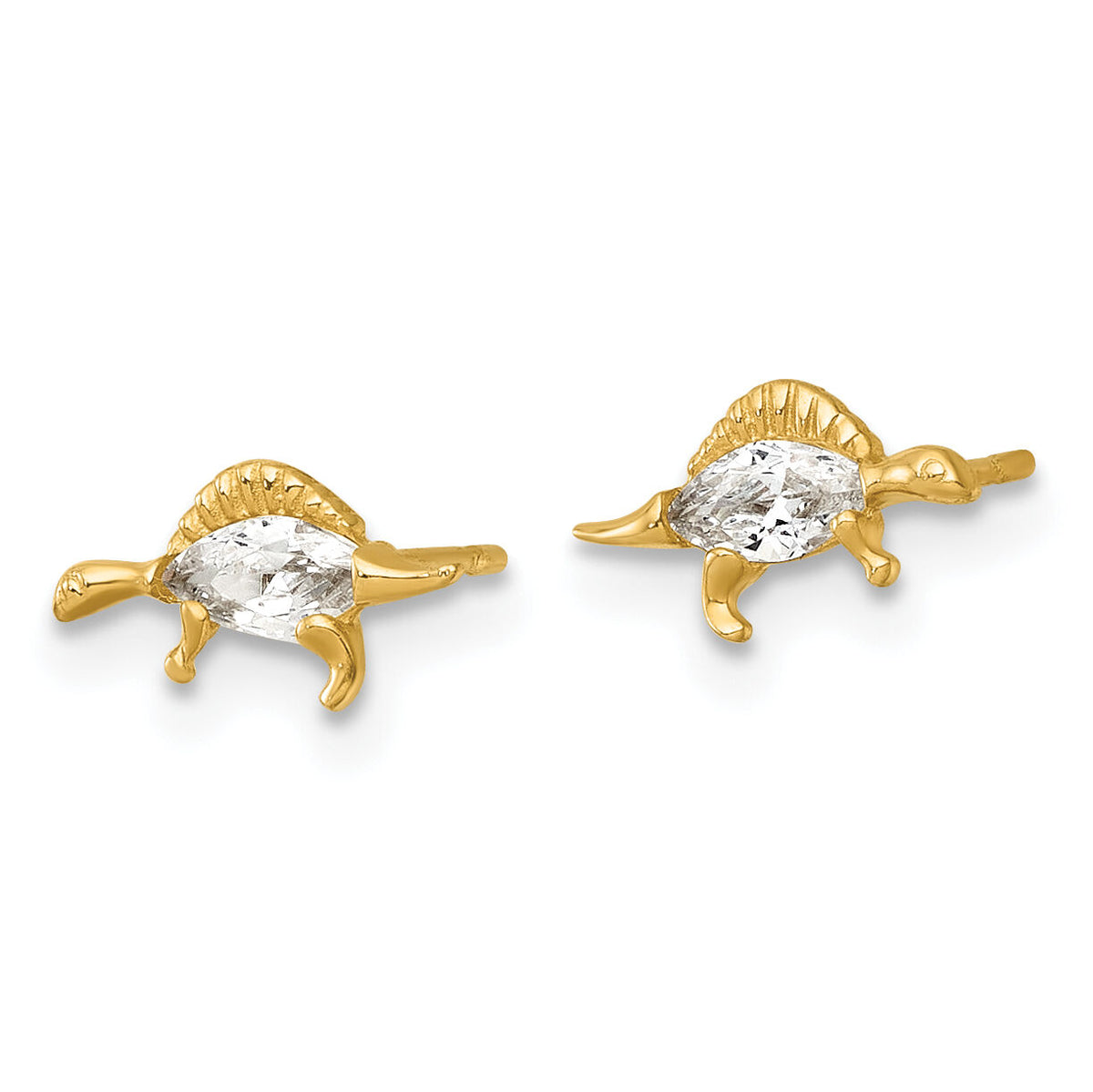 14k Madi K Polished and Grooved CZ Stegosaurus Post Earrings-GK1222