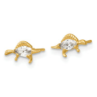 14k Madi K Polished and Grooved CZ Stegosaurus Post Earrings-GK1222