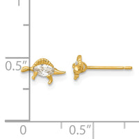 14k Madi K Polished and Grooved CZ Stegosaurus Post Earrings-GK1222