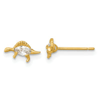 14k Madi K Polished and Grooved CZ Stegosaurus Post Earrings-GK1222