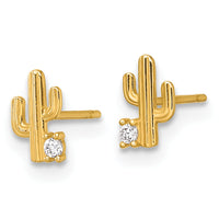 14k Madi K Polished CZ Cactus Post Earrings-GK1223