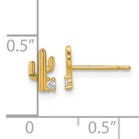 14k Madi K Polished CZ Cactus Post Earrings-GK1223