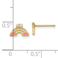 14k Madi K Polished Pink Enamel and CZ Rainbow Post Earrings-GK1224