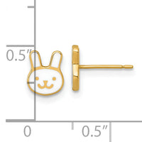 14k Madi K Polished White Enamel Bunny Face Post Earrings-GK1226