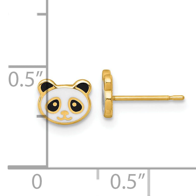 14k Madi K Polished Black & White Enameled Panda Post Earrings-GK1227