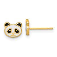 14k Madi K Polished Black & White Enameled Panda Post Earrings-GK1227