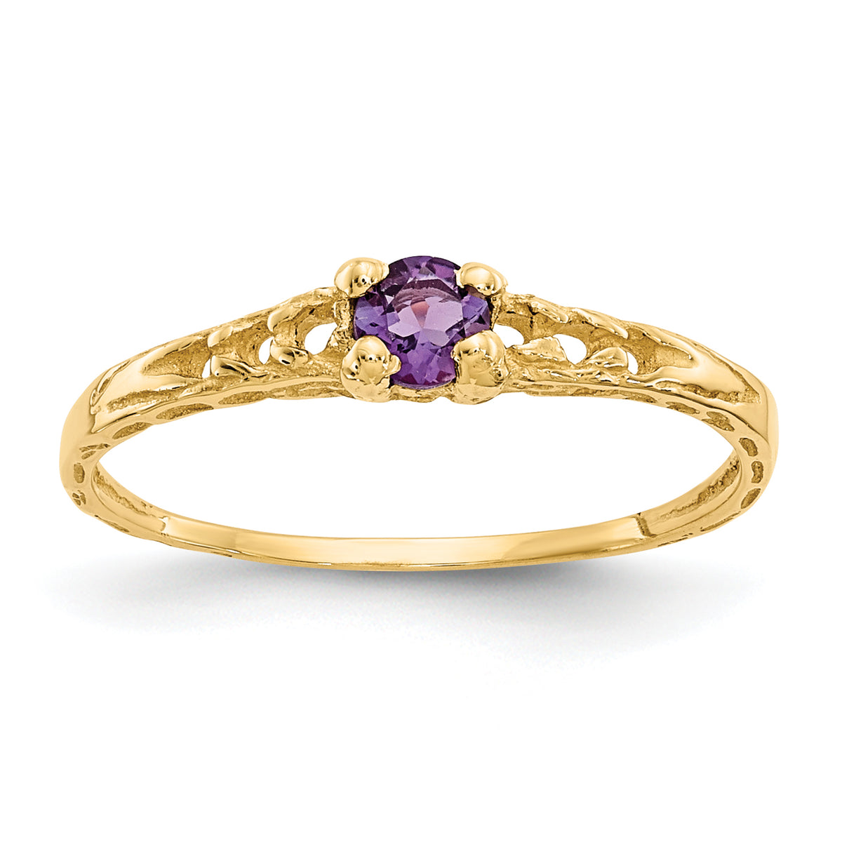 14k Madi K 3mm Amethyst Birthstone Baby Ring-GK125