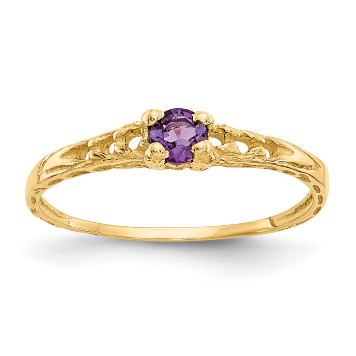 14k Madi K 3mm Amethyst Birthstone Baby Ring-GK125