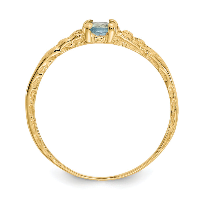 14k Madi K 3mm Aquamarine Birthstone Baby Ring-GK126