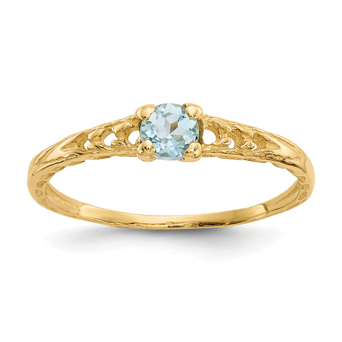 14k Madi K 3mm Aquamarine Birthstone Baby Ring-GK126