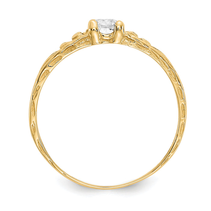 14k Madi K 3mm White Topaz Birthstone Baby Ring-GK127