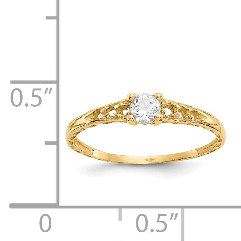 14k Madi K 3mm White Topaz Birthstone Baby Ring-GK127