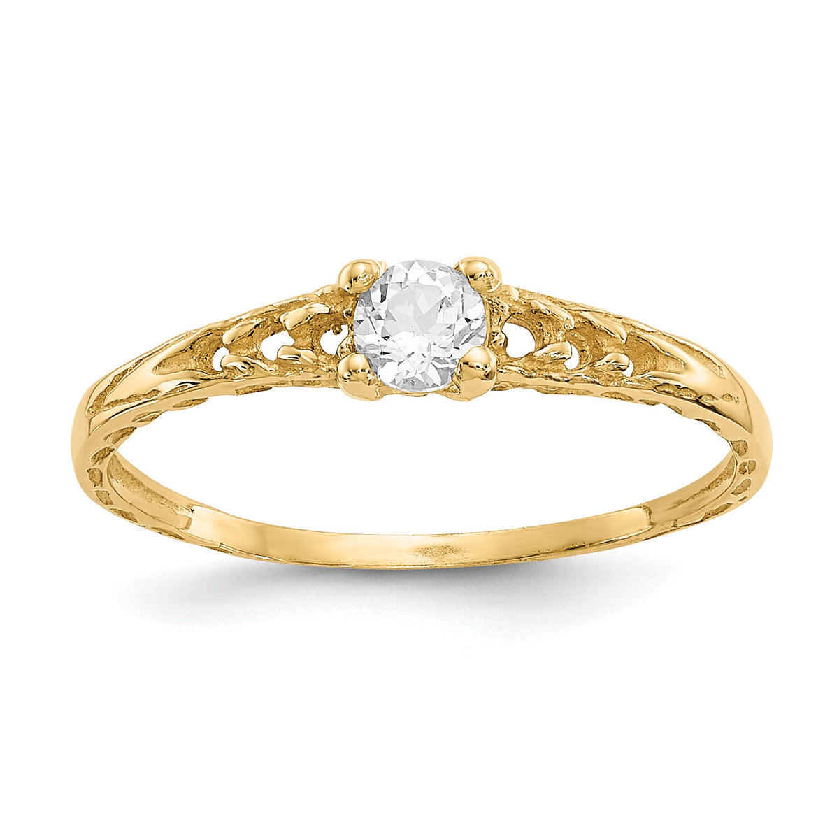 14k Madi K 3mm White Topaz Birthstone Baby Ring-GK127