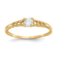 14k Madi K 3mm White Topaz Birthstone Baby Ring-GK127