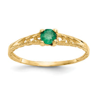 14k Madi K 3mm Emerald Birthstone Baby Ring-GK128