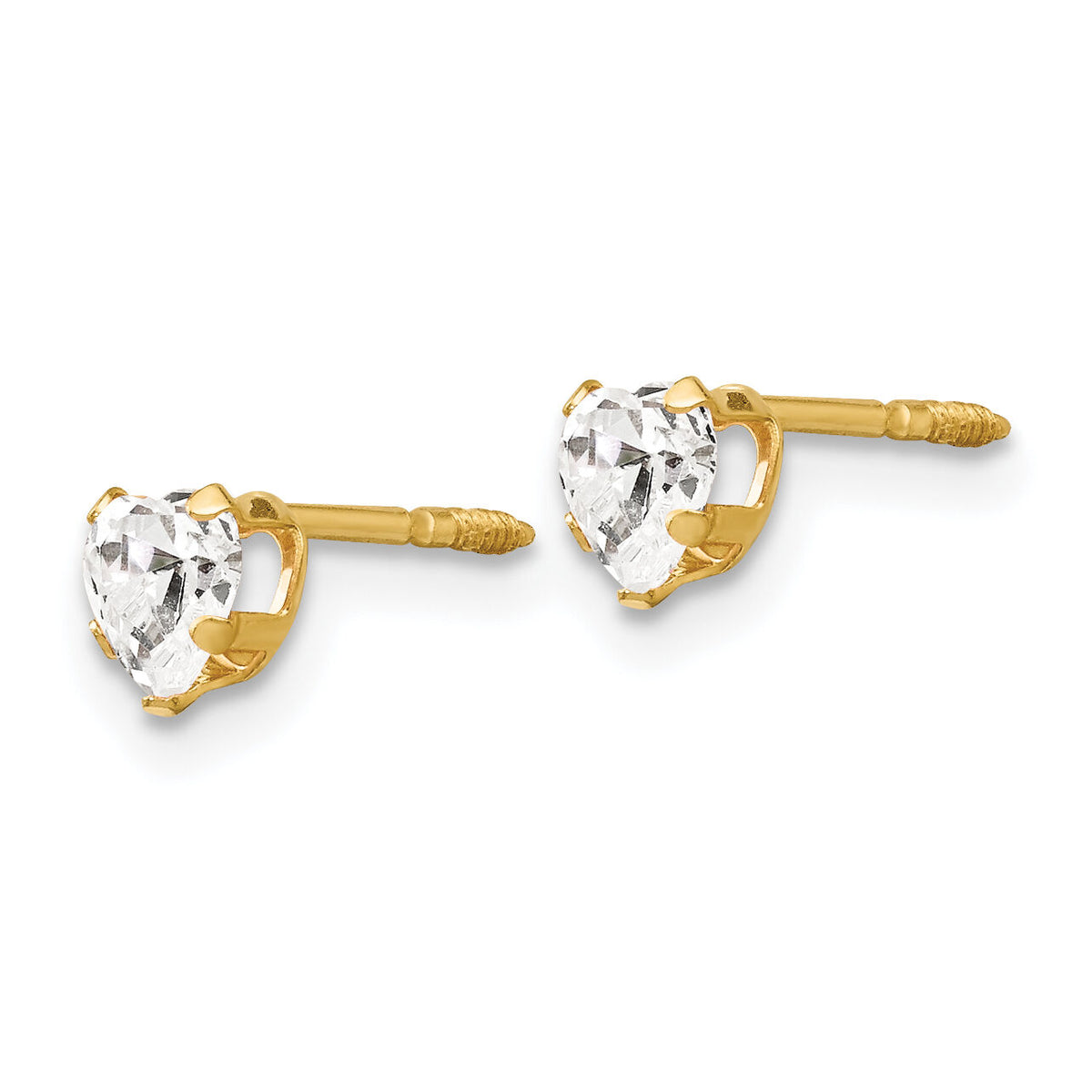14K Madi K 4mm White CZ Heart Earrings-GK144WCZ