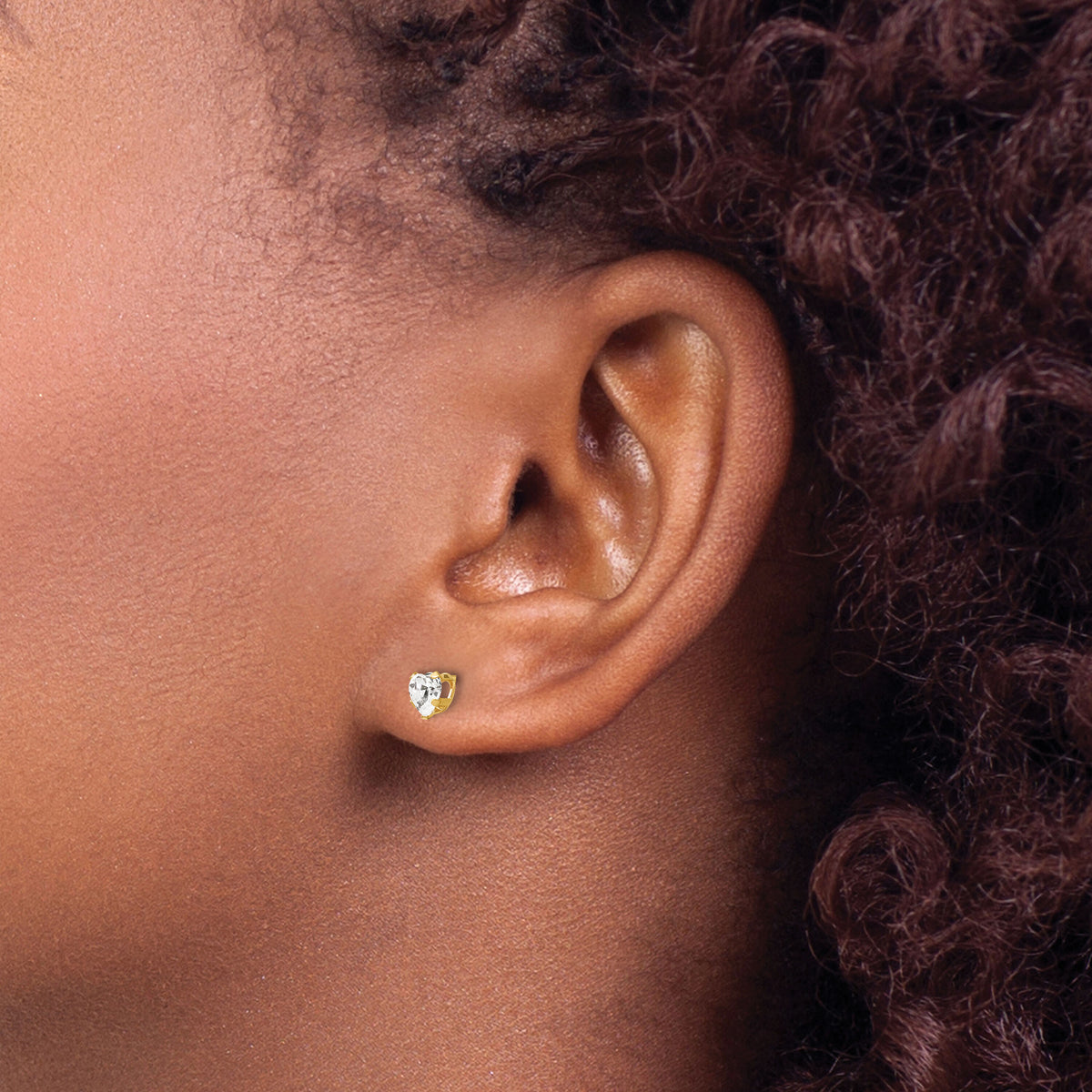 14K Madi K 4mm White CZ Heart Earrings-GK144WCZ