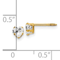 14K Madi K 4mm White CZ Heart Earrings-GK144WCZ