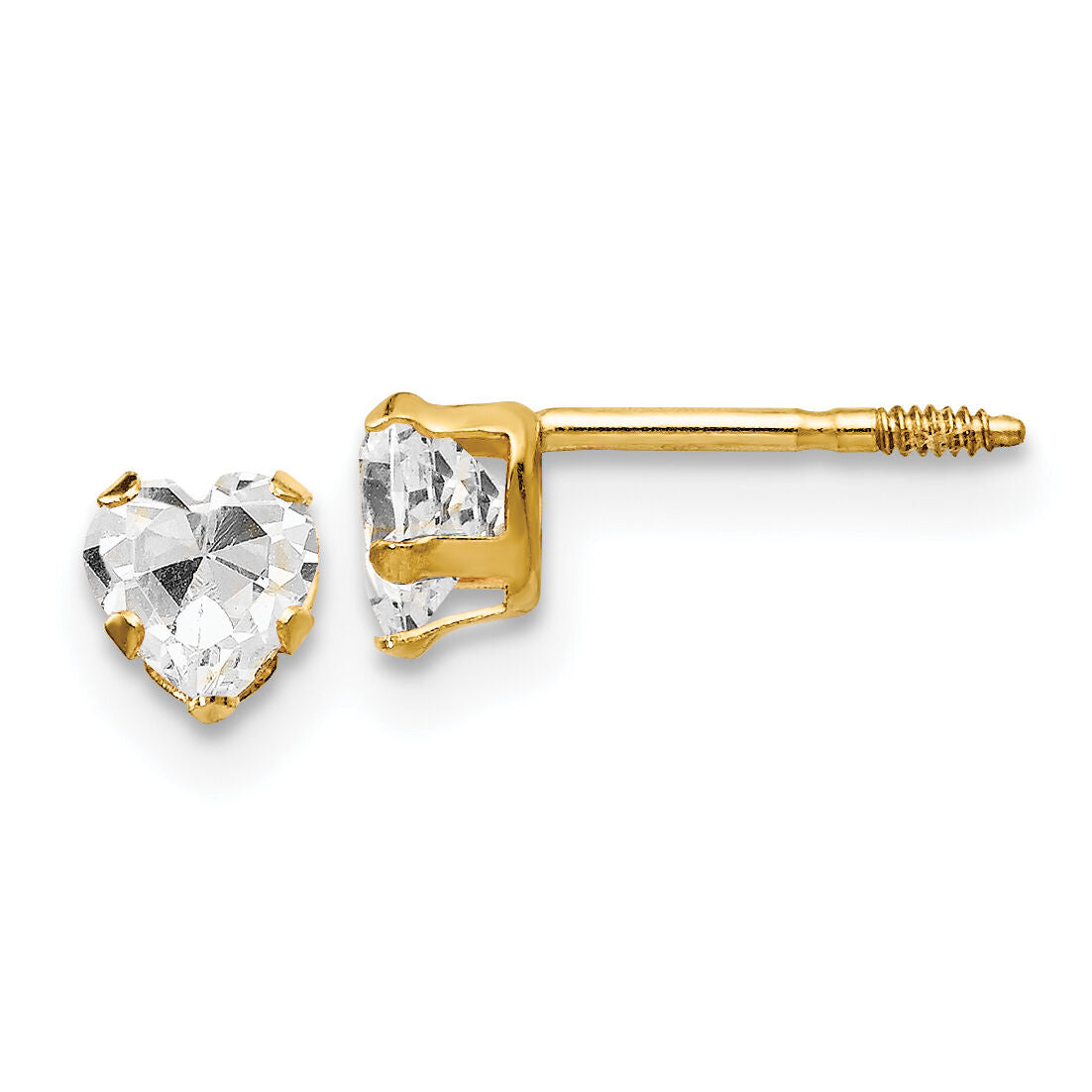 14K Madi K 4mm White CZ Heart Earrings-GK144WCZ