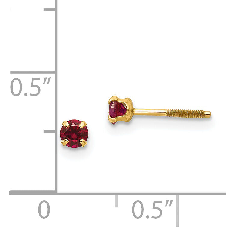 14k Madi K 3mm Imitation Garnet Birthstone Earrings (Jan)-GK193