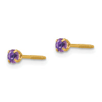 14k Madi K 3mm Imitation Amethyst Birthstone Earrings (Feb)-GK194