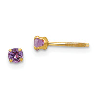 14k Madi K 3mm Imitation Amethyst Birthstone Earrings (Feb)-GK194