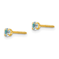 14k Madi K 3mm Imitation Aquamarine Birthstone Earrings (Mar)-GK195
