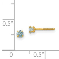 14k Madi K 3mm Imitation Aquamarine Birthstone Earrings (Mar)-GK195