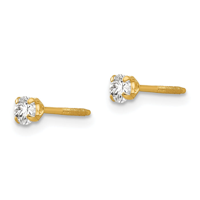 14k Madi K 3mm Imitation April Birthstone Earrings-GK196