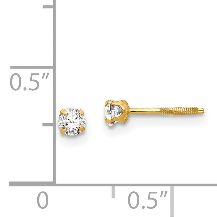14k Madi K 3mm Imitation April Birthstone Earrings-GK196