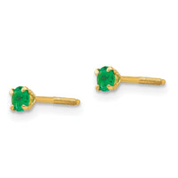 14k Madi K 3mm Imitation Emerald Birthstone Earrings (May)-GK197